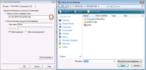 Hình 5 16 Cửa sổ Select Access Database Sau khi chọn xong chúng ta kích vào nút 8
