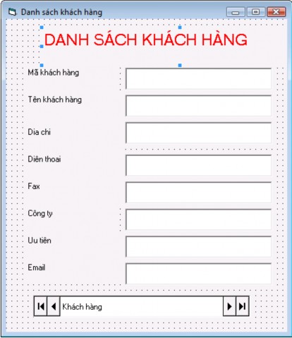 Tiếp theo chúng ta phải ràng buộc mỗi TextBox với từng trường field cụ thể 1