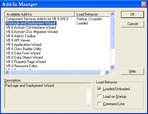 Hình 5 18 Hộp thoại Add In Manager Bước 3 Chọn Package and Deployment Wizard từ menu 2