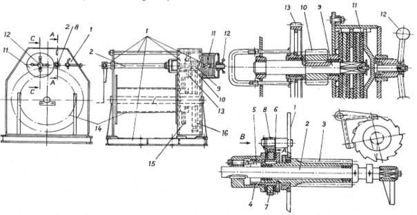 Hình 2 6 Tời khung bệ gắn trên nền 1 các tấm thép thành bên 2 trục dẫn có 6