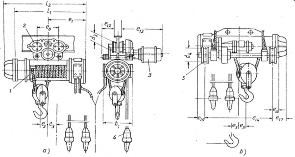 Hình 2 12 Palăng điện a Pa lăng điện với cơ cấu di chuyển kiểu treo b Pa 6