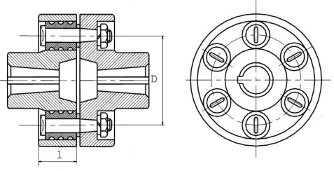 Hình 10 34 Nối trục chốt đàn hồi lắp trên trục côn Nhi ều nối trục đ àn 5