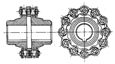 Hình 10 35 Nối trục xích Nối trục chữ thập gồm 2 nửa nối trục 1 và 2 có 6