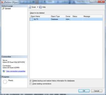 Hình 3 19 Xác nhận xóa cơ sở dữ liệu 2 Xóa cơ sở dữ liệu bằng câu lệnh 13