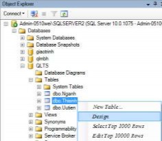Hình 3 26 Mở bảng ở chế độ Design Bước 2 Chọn tên trường Chọn chuột 27