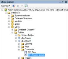 Hình 3 42 Kết quả tạo ràng buộc mặc định Xóa ràng buộc mặc định Chọn 12