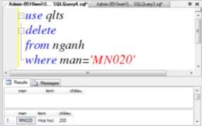 Hình 5 2 Kết quả thực hiện hành động Delete Ví dụ 3 Tạo Trigger 1