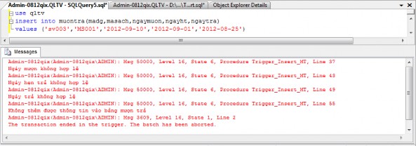 Trường hợp 2 Không vi phạm ràng buộc toàn vẹn khóa ngoại và liên thuộc tính 3