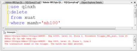 Trường hợp 2 Thực hiện việc xóa và cập nhật dữ liệu thành công c Khi 1