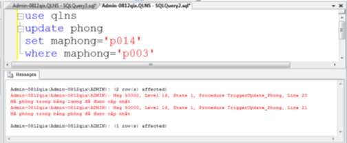 Trường hợp 2 Không có phòng trong bảng phòng để cập nhật Tóm lại việc 7