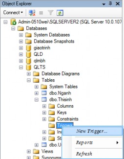 Hình 5 6 Tạo Trigger Bước 2 Viết đoạn mã lệnh để tạo Trigger Bước 3 9