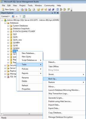 Hình 6 1 Sao lưu cơ sở dữ liệu Bước 2 Chọn loại Backup trong mục Backup type 1