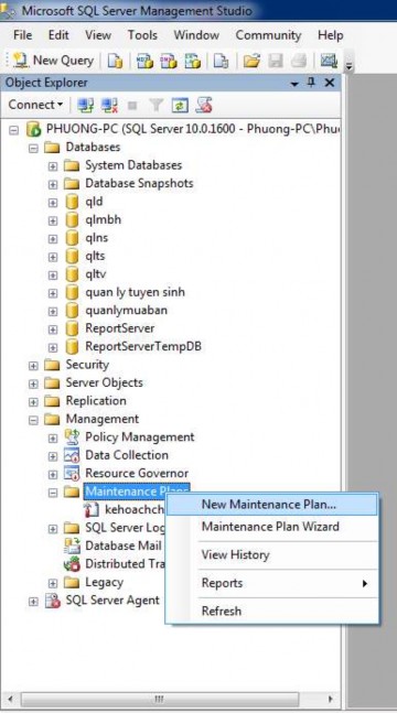 Hình 6 13 Chọn chức năng New Mainternance Plan 15