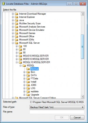 Hình 6 5 Chọn thư mục lưu file backup Chọn thư mục lưu trữ trên cây thư mục 6