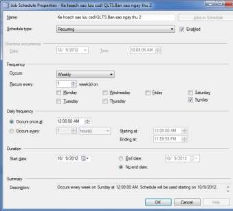 Hình 6 16 Khai báo lịch trình thực hiện Thiết lập các thông số cho lịch 5