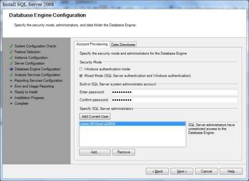 Hình 1 15 Cấu hình Database Engine Bước 9 Chọn mục Install the Native mode 10
