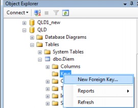Hình 9 7 Tạo khóa ngoại Bước 2 Chọn dấu 3 chấm tại mục Tables and Columns 2