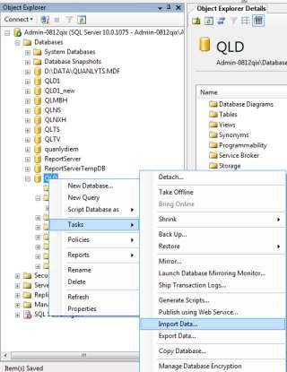 Hình 9 26 Chọn chức năng Import Bước 2 Chọn cơ sở dữ liệu nguồn Chọn 21