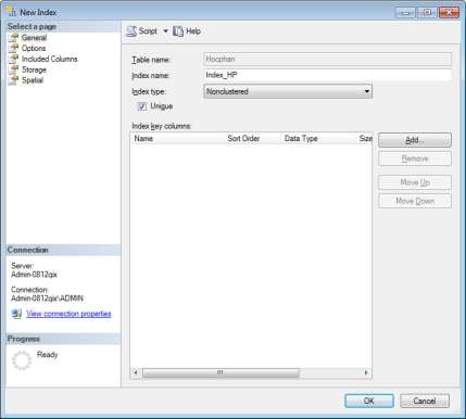Hình 9 11 Nhập tên cho ràng buộc duy nhất Bước 3 Chọn đánh dấu vào trường 6