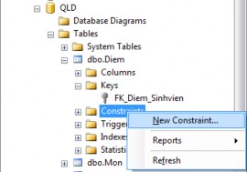 Hình 9 13 Tạo ràng buộc kiểm tra Bước 2 Nhập tên cho ràng buộc tại mục Name 8