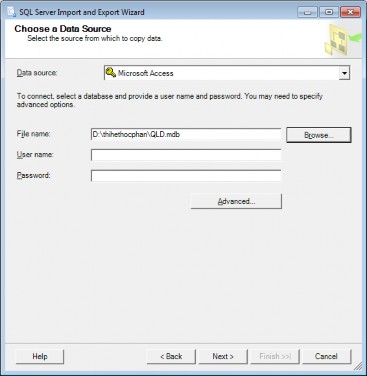 Hình 9 27 Chọn dữ liệu nguồn Bước 3 Chọn cơ sở dữ liệu đích Chọn trình 1