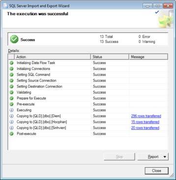 Hình 9 32 Thực hiện Import Câu 2 Tạo View thực hiện các công việc sau 1 Đưa 6