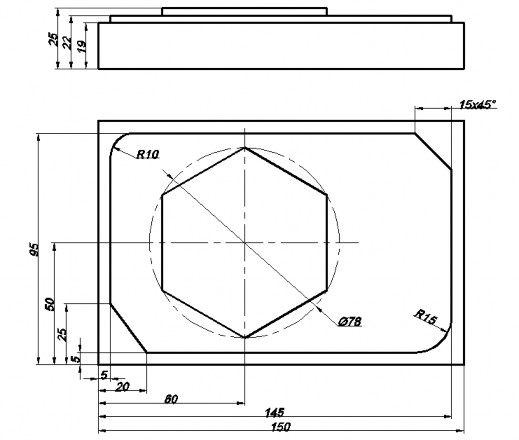 Theo bản vẽ ta thấy chi tiết được tạo thành bởi các khối hộp 150x100x19 24