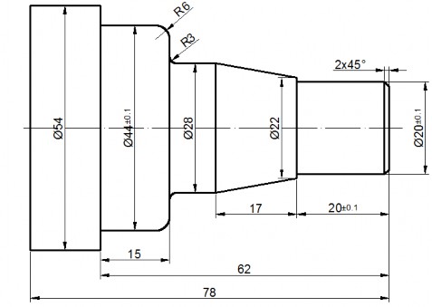 Sử dụng các lệnh Line Circle Offset Trim để tạo biên dạng như hình vẽ Lưu 1