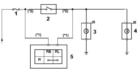 Hình 3 7 Sơ đồ mạch điện báo lùi trên xe ô tô 1 Cầu chì 2 Công tắc lùi 8