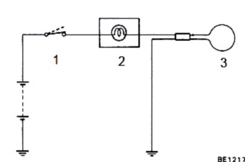 Hình 4 5 Sơ đồ mạch cảnh báo áp suất dầu 1 Khóa điện 2 Đèn báo dầu 3 11