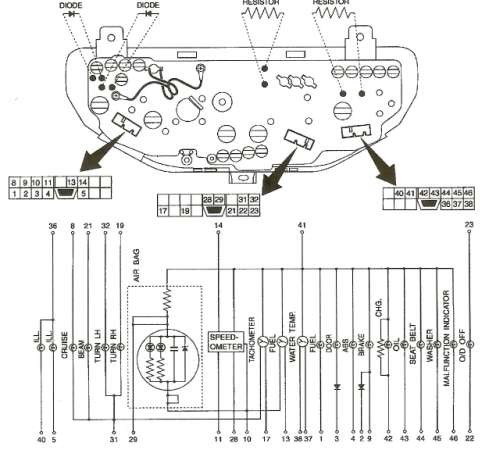 Hình 4 6 Sơ đồ mạch điện bên trong của đồng hồ tích hợp không có mạng CAN 21