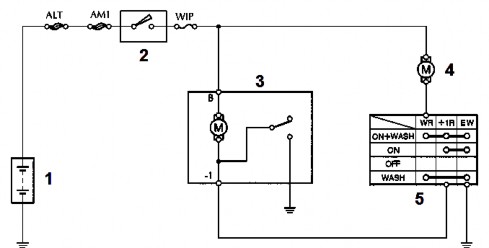 Hình 5 4 Sơ đồ mạch điện điều khiển gạt nước sau trên xe của Toyota 1 Ắc 9