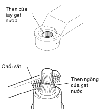 Lắp cần gạt và lưỡi gạt nước bên trái Gạt bỏ bất kỳ hạt kim loại 9