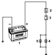 Hình 1 10 Sơ đồ mạch điện có hai phụ tải được mắc song song 1 Ắc qui 2 3