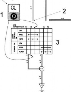Hình1 5 Sử dụng ôm kế để đo thông mạch của cụm công tắc tổ hợp 1 Ôm 1