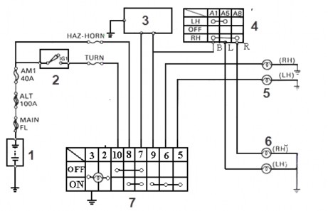 Hình 3 3 Sơ đồ nguyên lý mạch điện đèn báo rẽ không có công tắc báo nguy 1 18