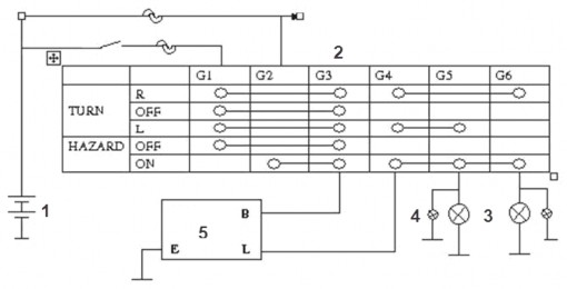 Hình 3 4 Sơ đồ nguyên lý mạch điện đèn báo rẽ có công tắc báo nguy 1 19