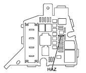 Vị trị của cầu chì báo rẽ trong hộp cầu chì Tháo cầu chì GAUGE ra khỏi 3