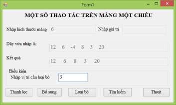 Hình 1 56 Kết quả chạy chương trình khi kích vào nút loại bỏ Bài 2 Hình 1 57 2