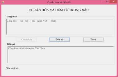 Hình 1 78 Kết quả chạy chương trình chuẩn hóa và đếm từ trong xâu 1 4 3 Bài 1