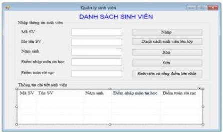 Kết Quả Thiết Kế Form Quản Lý Sinh Viên