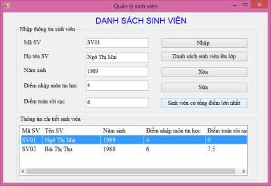 Bài 3 Hình 2 8 Kết quả chạy chương trình quản lý sinh viên Viết chương trình 2