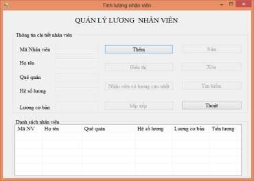 Hình 2 9 Chương trình quản lý lương nhân viên Yêu cầu Nhãn quản lý nhân 3
