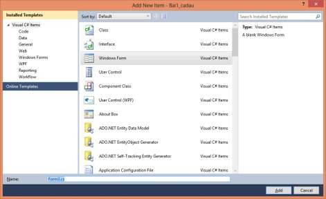 Hình 1 7 Tạo mới một ứng dụng Windows Forms 2 Đổi tên Form thành BaiTap01 Click 3