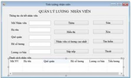 Kết Quả Thiết Kế Form Quản Lý Lương Nhân Viên