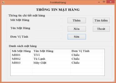 Hình 2 13 Form Thông tin mặt hàng Yêu cầu Nhãn Thông tin mặt hàng Microsoft Sans 3