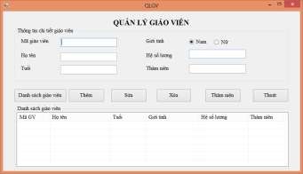 Hình 2 15 Form Quản lý giáo viên Yêu cầu Nhãn quản lý giáo viên Microsoft Sans 2