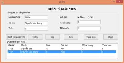 Hình 2 17 Kết quả chạy chương trình quản lý giáo viên Bài 2 Viết chương 2