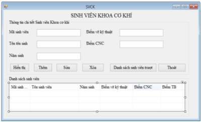 Hình 2 22 Kết quả thiết kế Form sinh viên khoa cơ khí 3