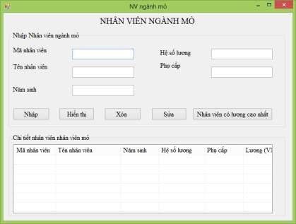 Hình 2 24 Quản lý nhân viên nghành mỏ 2 Viết lệnh thực hiện các công việc 2